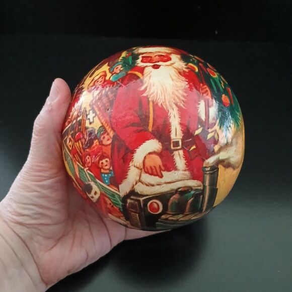 Vintage 5" Round Santa Claus Paper Mache Ball Christmas Ornament St. Nick Decor - Picture 2 of 10